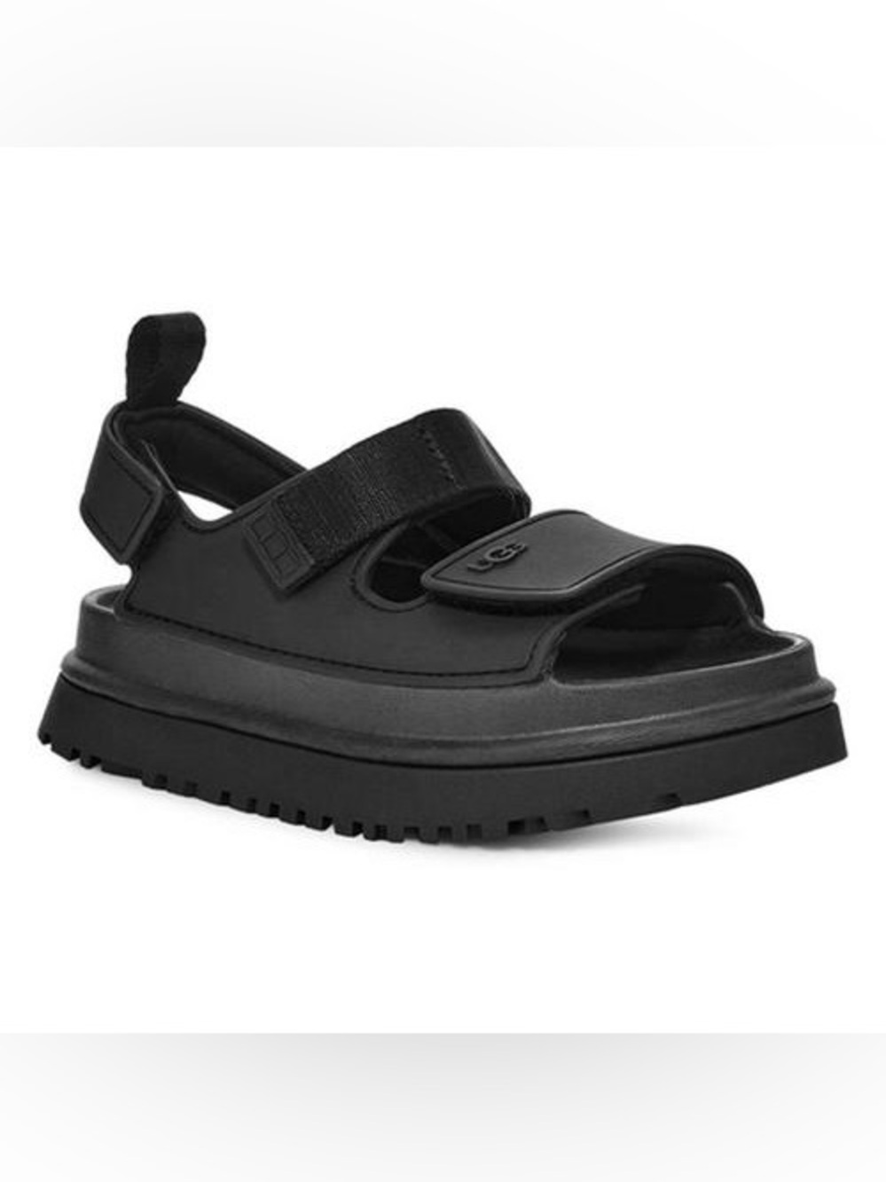 UGG Kids Black Platform Hook-and-Loop Sandal